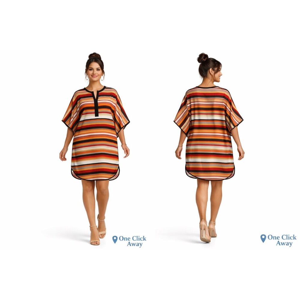 NWOT DKNY Multicolor Stripe Kimono Sleeve Dress M - Picture 5 of 6